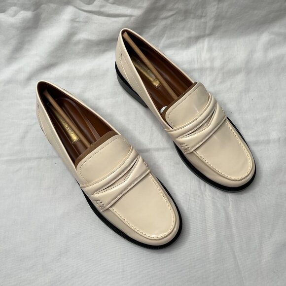 Franco Sarto Womens Lillian Ivory Faux Leather Penny Loafers Size 10 M - Picture 4 of 7